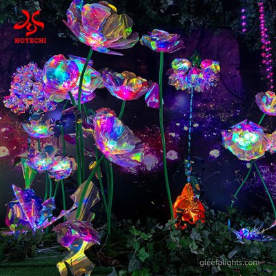 Hoyechi مصنوعی لیزر رنگارنگ PVC Flower 3D LED برای مناطق منظره و رویدادهای پارک